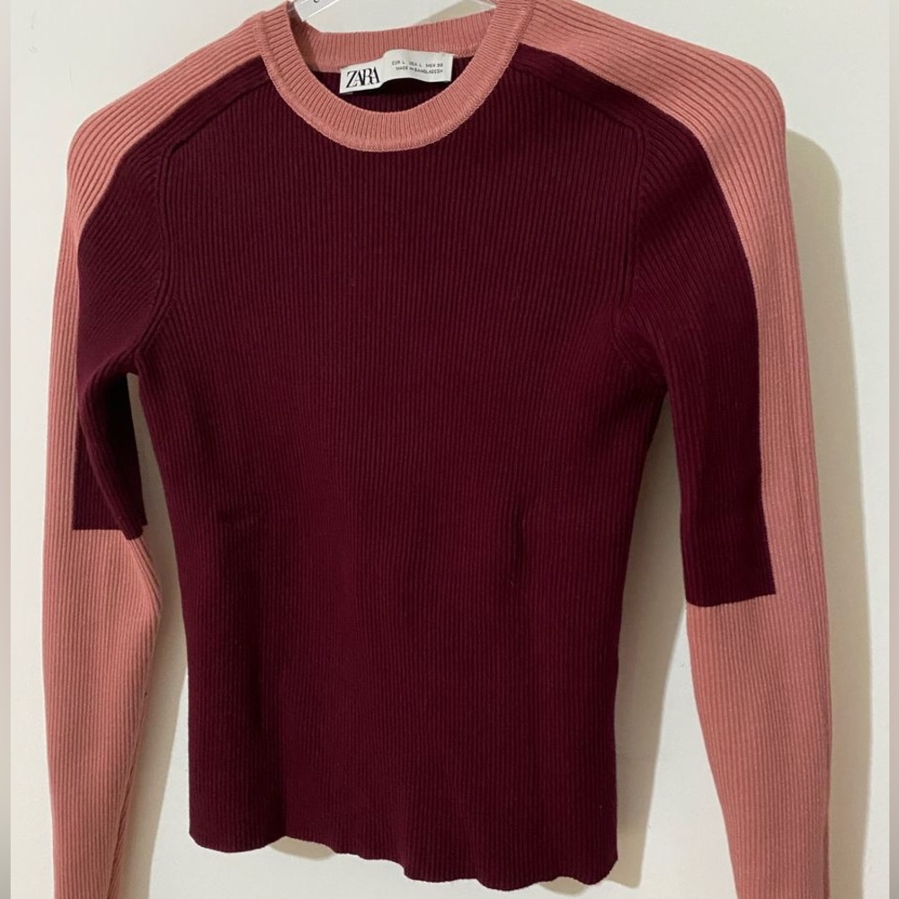 Zara Burgundy knitted top